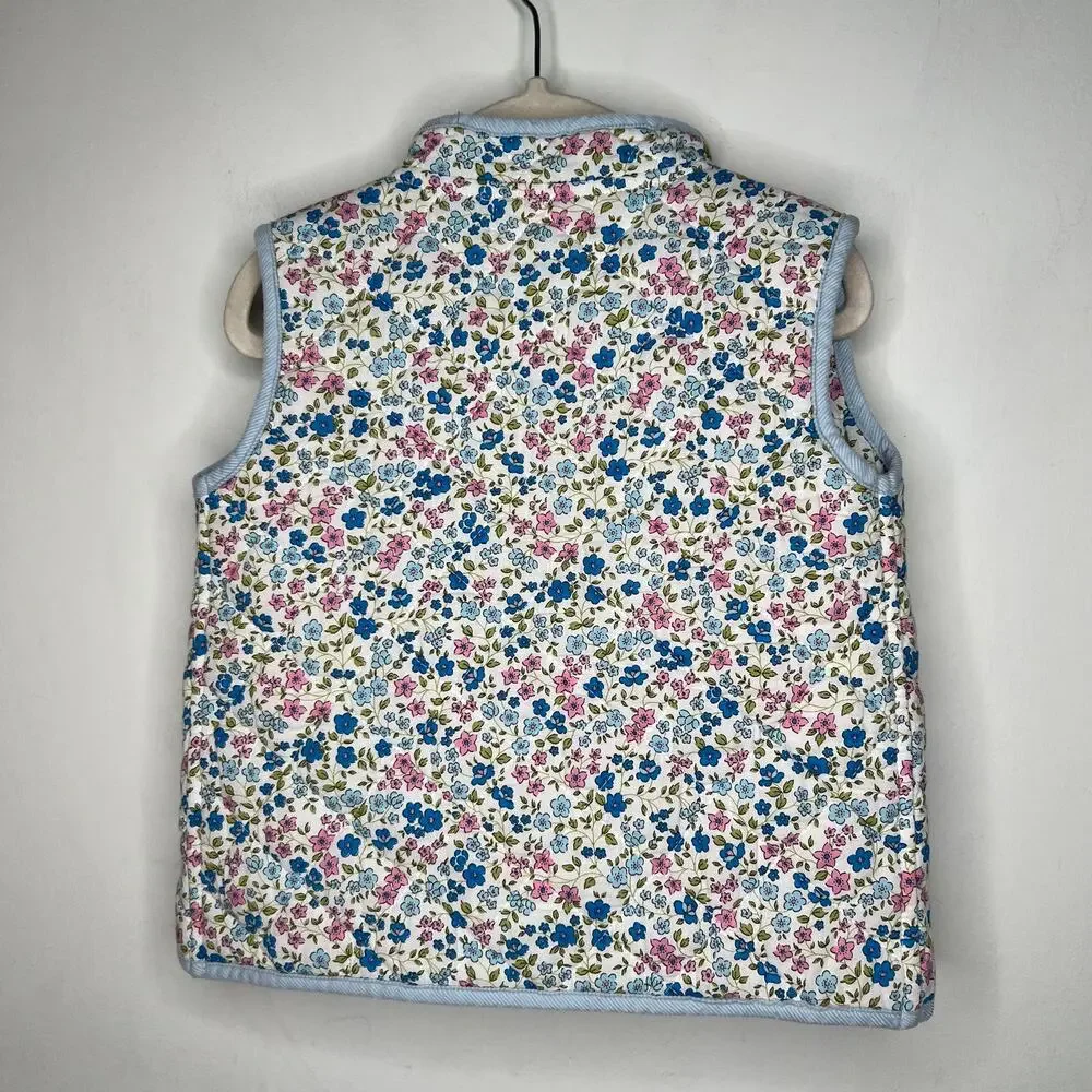 Peggy Green Quilted Floral Vest Girls Size 3